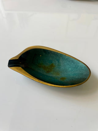Small Pal Bell Brass Scallop Gold And Midnight Teal Catchall