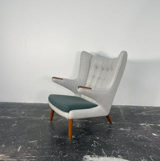 Hans Wegner Papa Bear Chair and Ottoman by AP Stolen circa 1950's