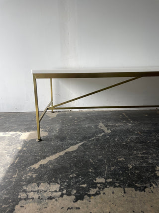 Paul McCobb Brass Frame Coffee Table with White Vitrolite Glass Top
