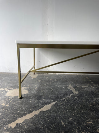 Paul McCobb Brass Frame Coffee Table with White Vitrolite Glass Top