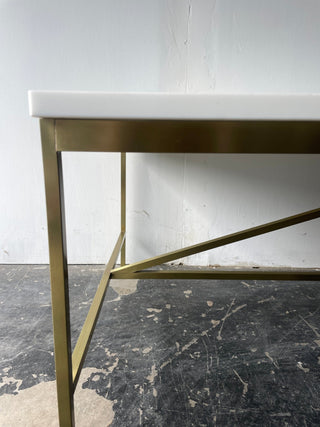 Paul McCobb Brass Frame Coffee Table with White Vitrolite Glass Top