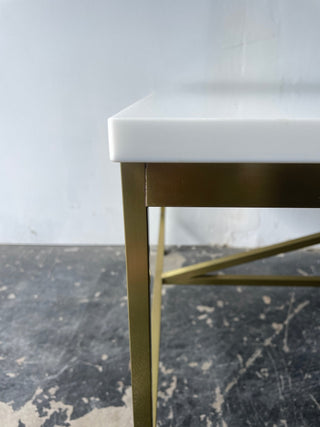 Paul McCobb Brass Frame Coffee Table with White Vitrolite Glass Top