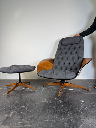 George Mulhauser for Plycraft "Mr. Chair" with Ottoman – Restored Mid-Century Modern Recliner