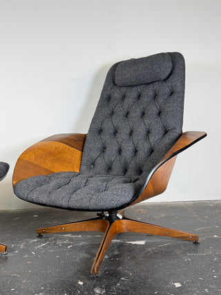 George Mulhauser for Plycraft "Mr. Chair" with Ottoman – Restored Mid-Century Modern Recliner
