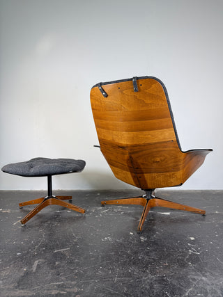 George Mulhauser for Plycraft "Mr. Chair" with Ottoman – Restored Mid-Century Modern Recliner