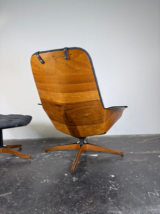George Mulhauser for Plycraft "Mr. Chair" with Ottoman – Restored Mid-Century Modern Recliner