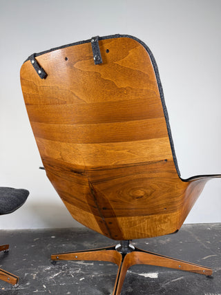 George Mulhauser for Plycraft "Mr. Chair" with Ottoman – Restored Mid-Century Modern Recliner