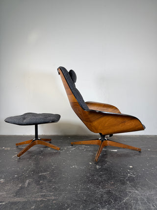 George Mulhauser for Plycraft "Mr. Chair" with Ottoman – Restored Mid-Century Modern Recliner