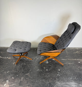 George Mulhauser for Plycraft "Mr. Chair" with Ottoman – Restored Mid-Century Modern Recliner