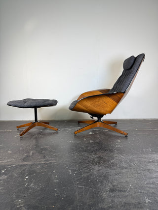 George Mulhauser for Plycraft "Mr. Chair" with Ottoman – Restored Mid-Century Modern Recliner