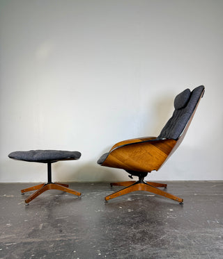 George Mulhauser for Plycraft "Mr. Chair" with Ottoman – Restored Mid-Century Modern Recliner