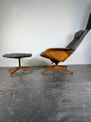 George Mulhauser for Plycraft "Mr. Chair" with Ottoman – Restored Mid-Century Modern Recliner