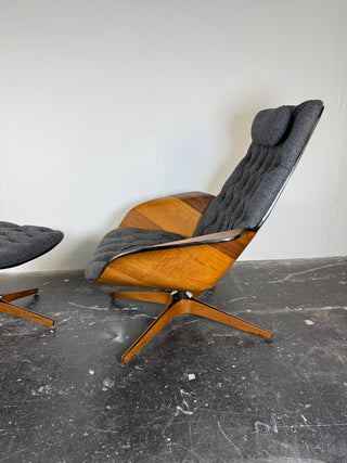 George Mulhauser for Plycraft "Mr. Chair" with Ottoman – Restored Mid-Century Modern Recliner