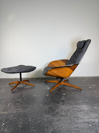 George Mulhauser for Plycraft "Mr. Chair" with Ottoman – Restored Mid-Century Modern Recliner