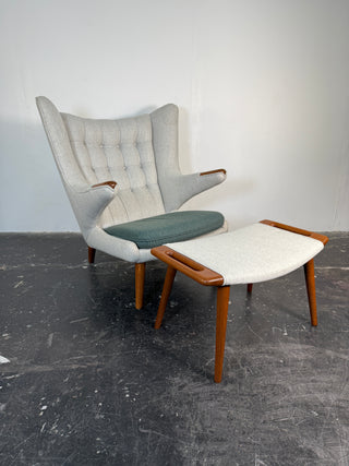 Hans Wegner Papa Bear Chair and Ottoman by AP Stolen circa 1950's