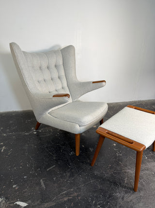 Hans Wegner Papa Bear Chair and Ottoman by AP Stolen circa 1950's
