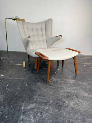 Hans Wegner Papa Bear Chair and Ottoman by AP Stolen circa 1950's