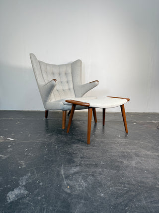 Hans Wegner Papa Bear Chair and Ottoman by AP Stolen circa 1950's