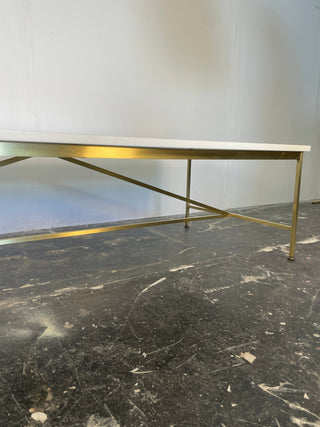 Paul McCobb Brass Frame Coffee Table with White Vitrolite Glass Top