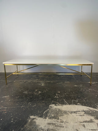 Paul McCobb Brass Frame Coffee Table with White Vitrolite Glass Top