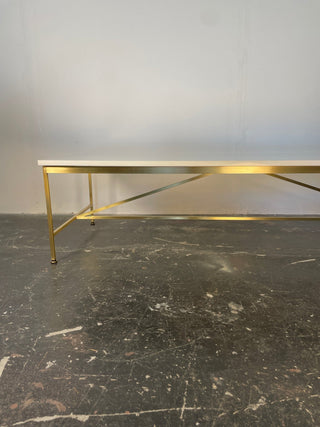 Paul McCobb Brass Frame Coffee Table with White Vitrolite Glass Top