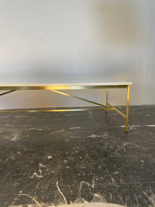 Paul McCobb Brass Frame Coffee Table with White Vitrolite Glass Top