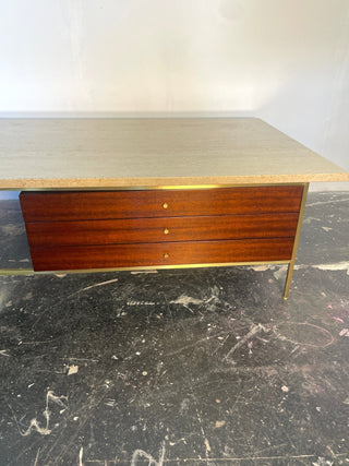 Paul McCobb Brass and Travertine Coffee Table for Irwin Collection
