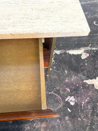 Paul McCobb Brass and Travertine Coffee Table for Irwin Collection