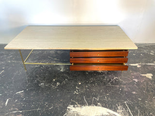 Paul McCobb Brass and Travertine Coffee Table for Irwin Collection