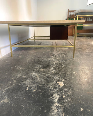 Paul McCobb Brass and Travertine Coffee Table for Irwin Collection