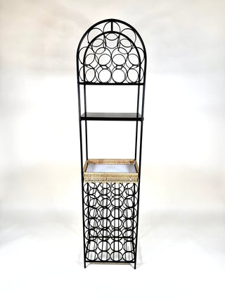 Arthur Umanoff Iron & Rattan Wine Rack with Shelves
