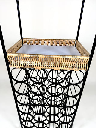 Arthur Umanoff Iron & Rattan Wine Rack with Shelves