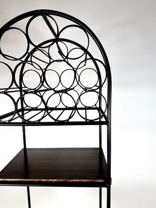 Arthur Umanoff Iron & Rattan Wine Rack with Shelves