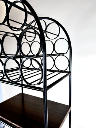 Arthur Umanoff Iron & Rattan Wine Rack with Shelves