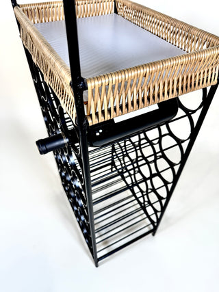 Arthur Umanoff Iron & Rattan Wine Rack with Shelves