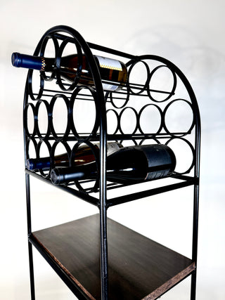 Arthur Umanoff Iron & Rattan Wine Rack with Shelves