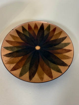 Annamarie Davidson Copper Enamel Plate & Lidded Wood Bowl – Mid-Century Modern California Studio Craft