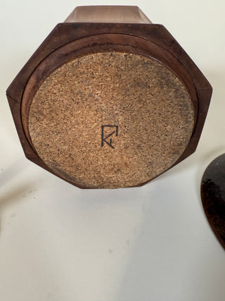 Annamarie Davidson Copper Enamel Plate & Lidded Wood Bowl – Mid-Century Modern California Studio Craft