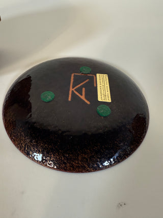 Annamarie Davidson Copper Enamel Plate & Lidded Wood Bowl – Mid-Century Modern California Studio Craft