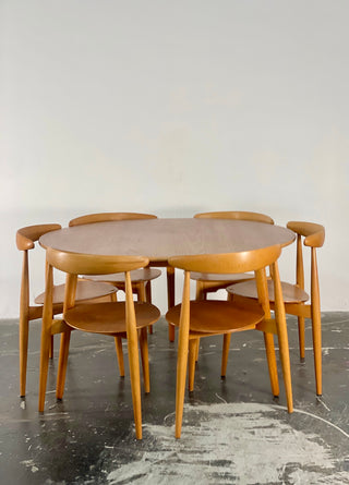 Heart Dining Table and Chairs by Hans Wegner for Fritz Hansen in Beech and Teak
