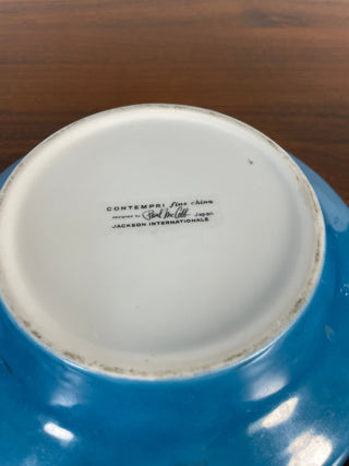 Vintage Set of Paul McCobb by Jackson China Ceramic Sugar Bowl, Milk Pitcher, and Bowl in Blue