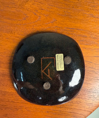 Annamarie Davidson "Ghostline" Enamel Plate – Blue & Green Abstract Design