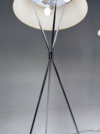 Pair of T.H. Robsjohn-Gibbings Chrome Tripod Floor Lamps