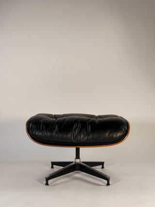 Eames 2nd Generation Ottoman in Rosewood and Black Leather