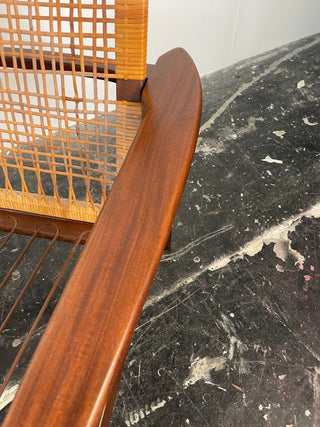 Pair of Hans Olsen Afromosia & Cane Lounge Chairs for Juul Kristensen