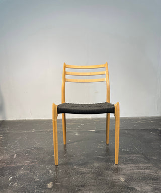 Set of 10 Niels Otto Møller Dining Chairs Model 78 and 62 in Maple & Black Danish Cord