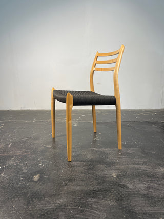 Set of 10 Niels Otto Møller Dining Chairs Model 78 and 62 in Maple & Black Danish Cord