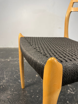 Set of 10 Niels Otto Møller Dining Chairs Model 78 and 62 in Maple & Black Danish Cord