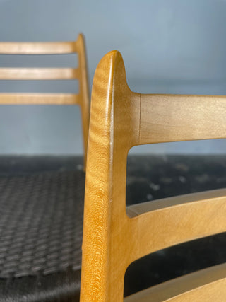 Set of 10 Niels Otto Møller Dining Chairs Model 78 and 62 in Maple & Black Danish Cord