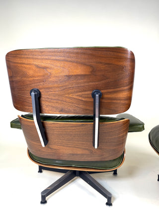 Rare Vintage Eames Lounge Chair & Ottoman 670/671 – 2nd Generation, 1960s | Walnut & Moss Green Leather